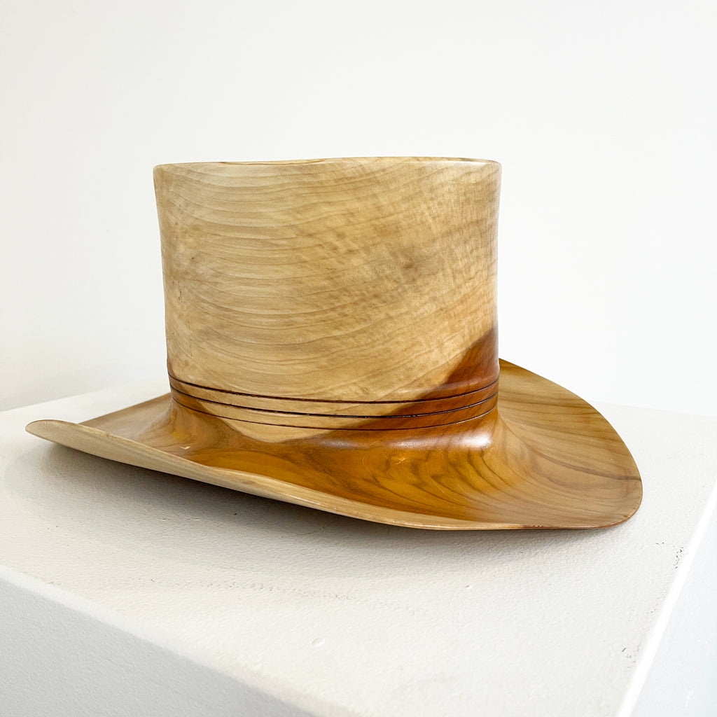 Hand-Turned Wooden Top Hat • Curved Brim