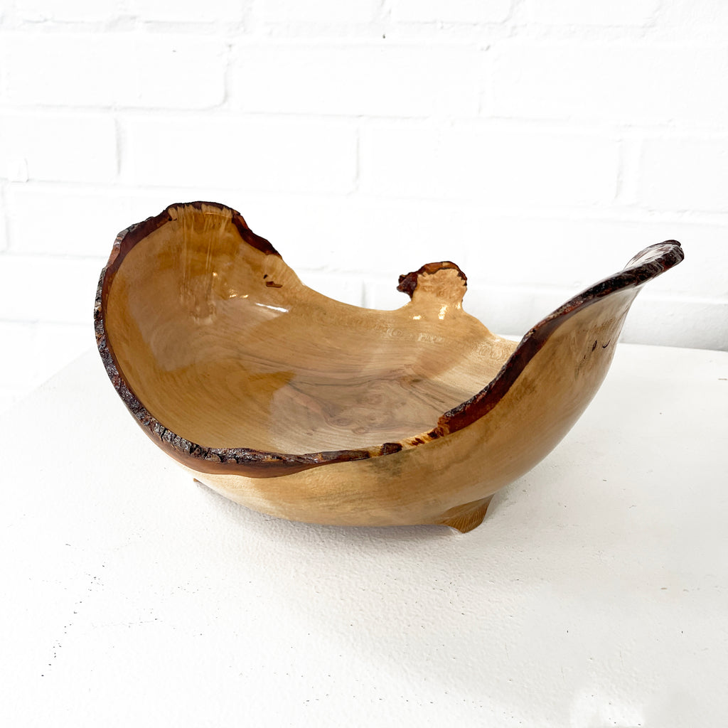 Hand-Turned Live Edge Wooden Bowl