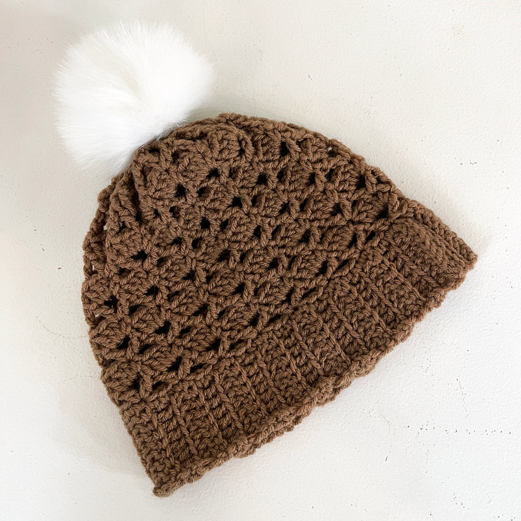 Cozy Crochet Beanie with Fur Pom