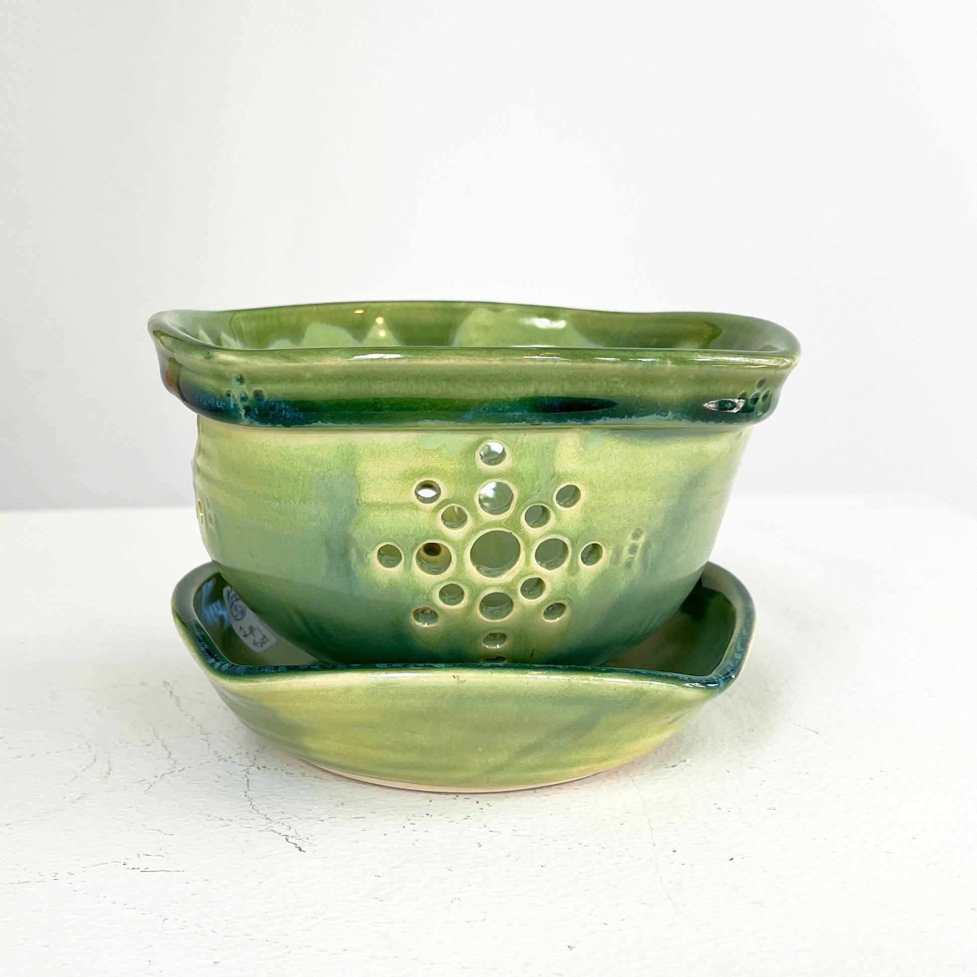 Green Glaze Berry Colander Set