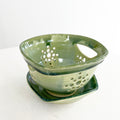 Green Glaze Berry Colander 2pc Set