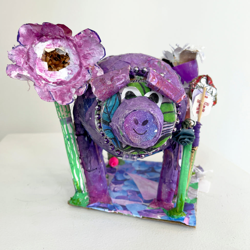 Whimsical Garden Pig Sculpture