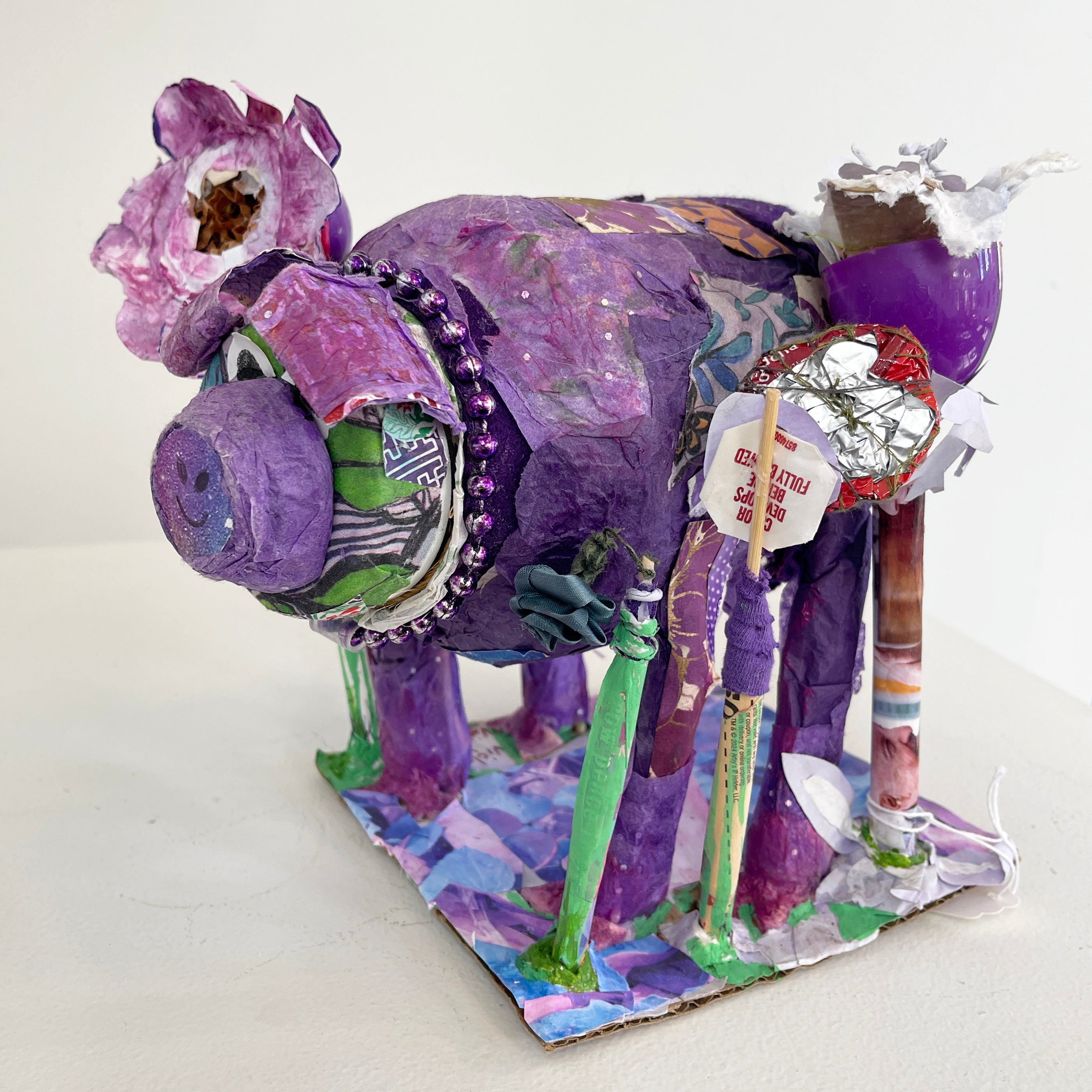 Whimsical Garden Pig Sculpture