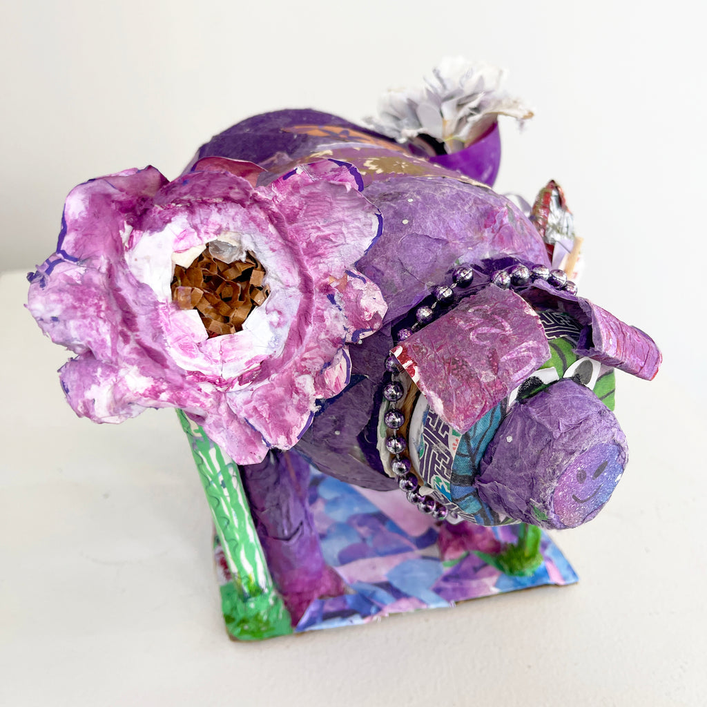 Whimsical Garden Pig Sculpture