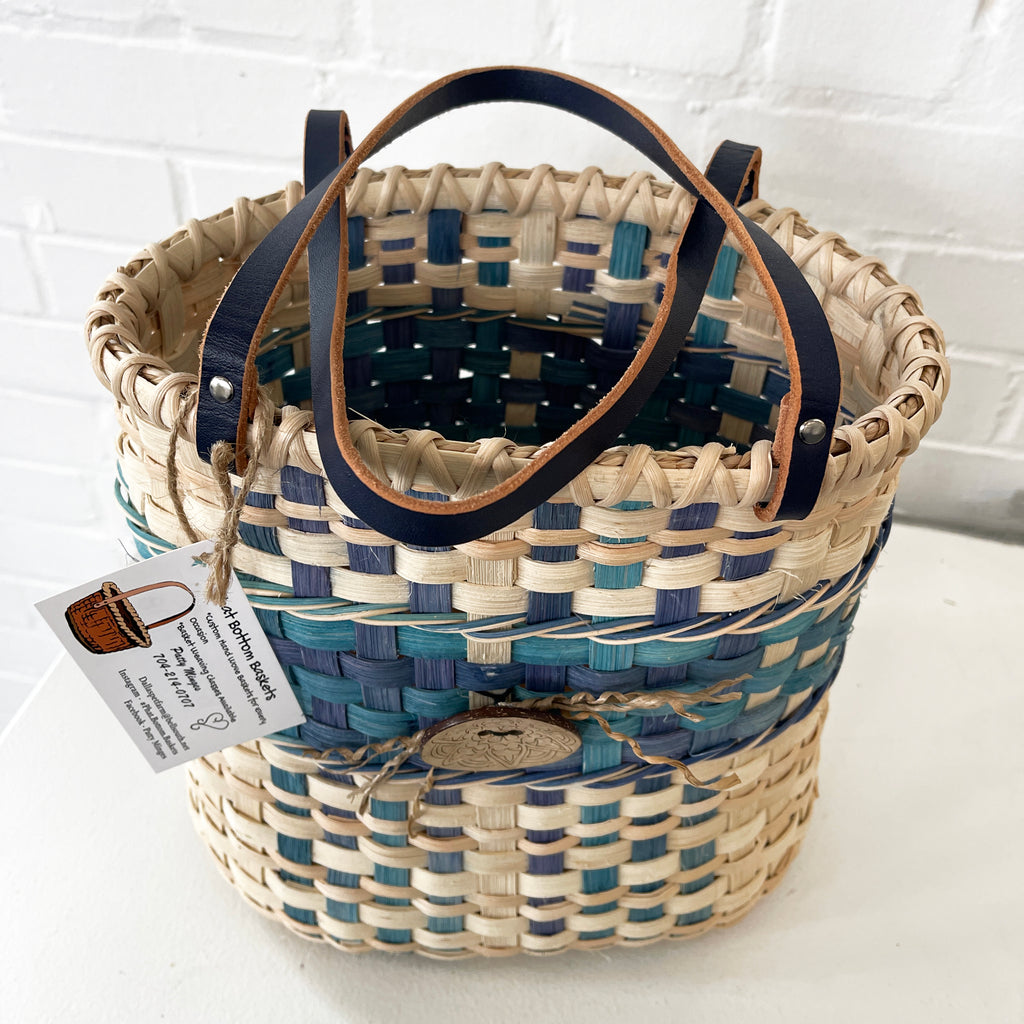 Handwoven Basket Tote with Leather Straps